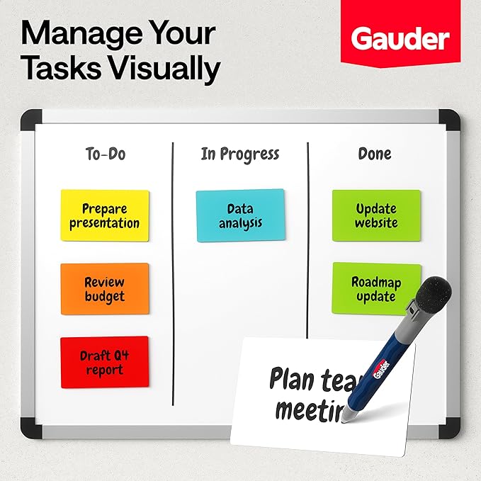 GAUDER Magnetic Dry Erase Labels | 90x Magnetic Labels (3 Inches x 1 Inch) | Dry Erase Magnets for Classroom, Whiteboard and Blackboard