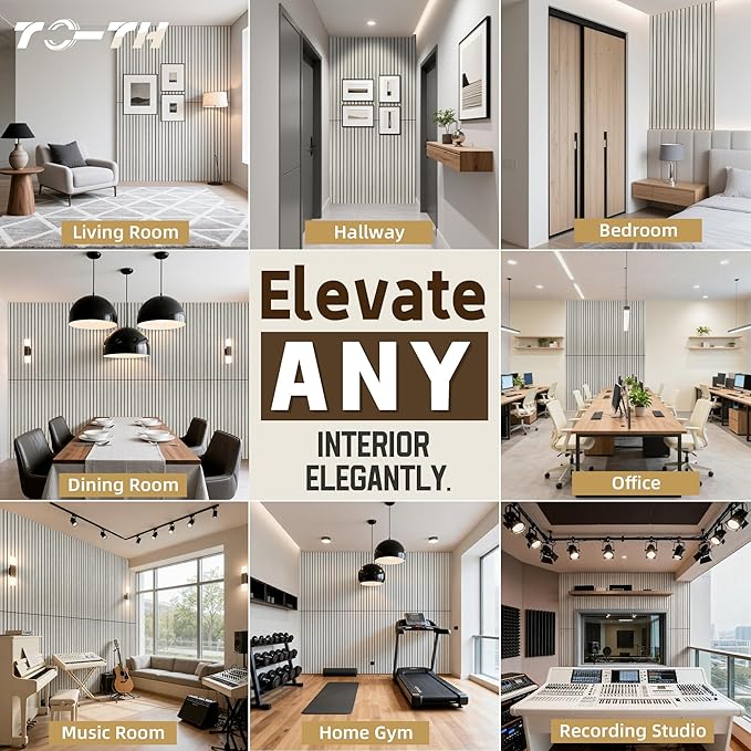 TO-TH Wood-Look Acoustic Panel, 4 Pack 47.2” x 23.6” Soundproof Wall Panels, Decorative Sound Absorbers Large Acoustic Panels for Home, Office, Basement, Natural Oak