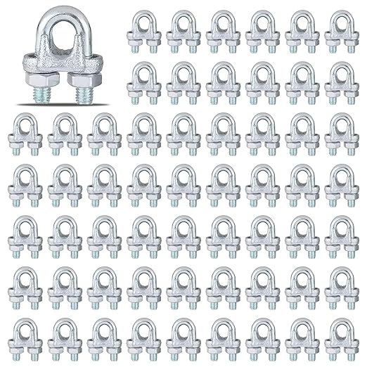 120PCS M5 Heavy Duty Wire Rope Clamps, 3/16-Inch Zinc Plated Wire Cable Clamps for Secure Connections – Boat, Tent, Clothesline, Rigging & More