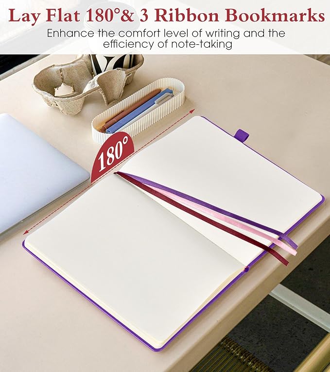 PAIBAS Blank Journal Notebook for Women Men,160 Pages,A5 Hardcover Sketchbook for Drawing, Sketch book, Unlined Notebooks for School,Work, Note Taking,Travel Journals for Writing 5.8"x8.5" (Purple)