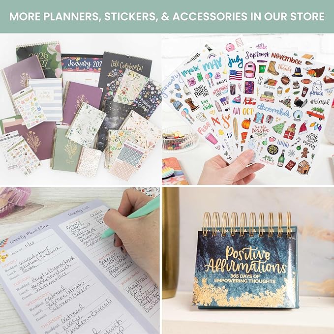 bloom daily planners 2026 Hardcover Calendar Year Goal & Vision Planner (January to December) - Monthly & Weekly Agenda Organizer - 7.5" x 9" - Beige Bouquet