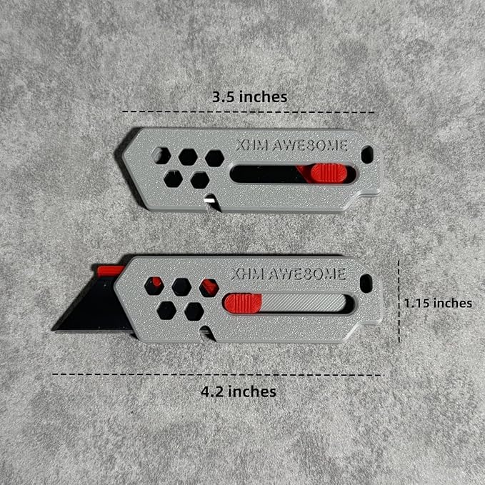 XHM Awesome Small Box Cutter Retractable Blade Ultility Knife, For Artwork, Cardboard Cutting, Package/Letter Opening, Home, Office & EDC Use, Pack of 3 (GRAY)