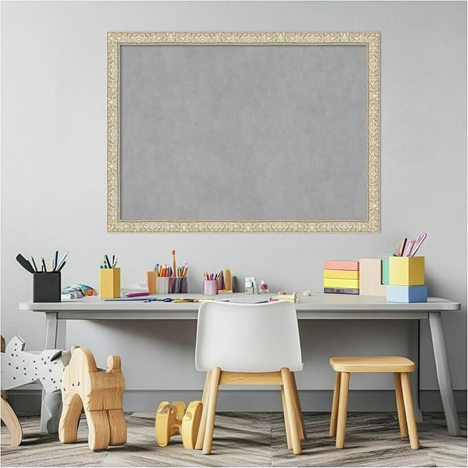 Amanti Art Silver Framed Magnetic Board 22x30 Medium Vision Board for use with Magnets, 100% Metal Sheet to Display Items as Office Decor or for Home Organization in mudroom, Kitchen or Kids Room