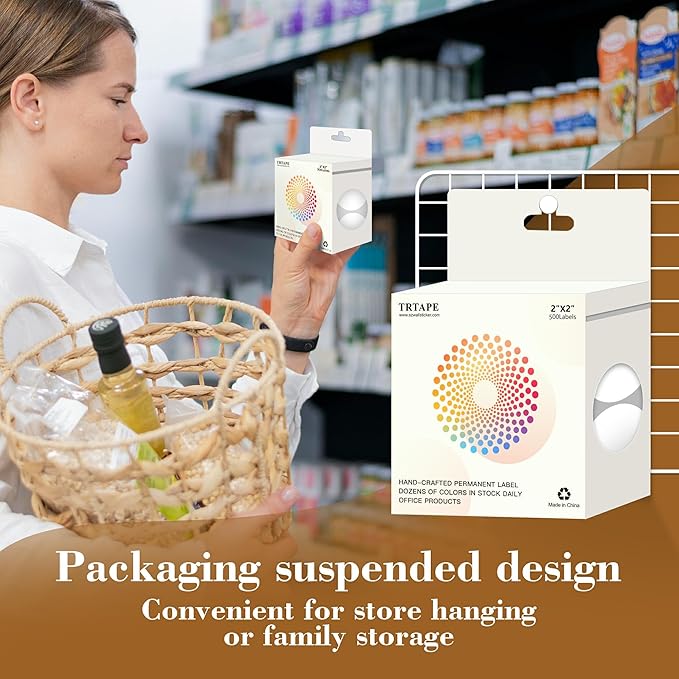 2 Inch Color Coding Round Labels (2000Pcs, 4 Rolls) - Round Colored Dot Stickers for Inventory, Pantry, Warehouse Organization - White Circle Dot Labels