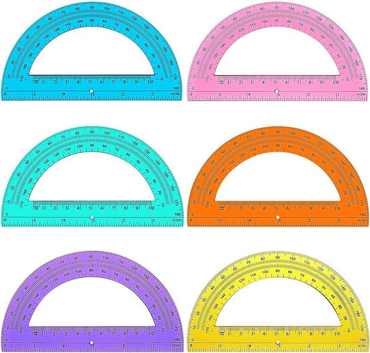 Zonon 200 Pieces Protractors Bulk Plastic 180 Degrees 6 Inch Translucent Protractors for Geometry, Angle Measurement, Students School Supplies