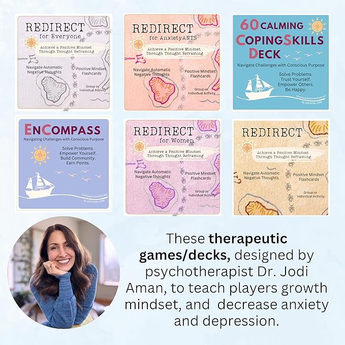 Redirect Flashcards – Challenge Negative Thinking | Transform Automatic Negative Thoughts (Ants) to Positive Affirmations | Used for Personal Growth, Classrooms, Group Therapy | Relieve Anxiety