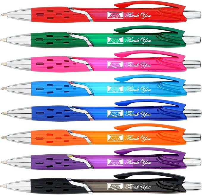 SyPen Personalized Ballpoint Pens With your Custom Logo or Text-300 Pack Bulk-for Businesses, Parties, and Events, Custom Printed, Vivid Colored Translucent Barrel, Click Pens, Black Ink, Blue Pens