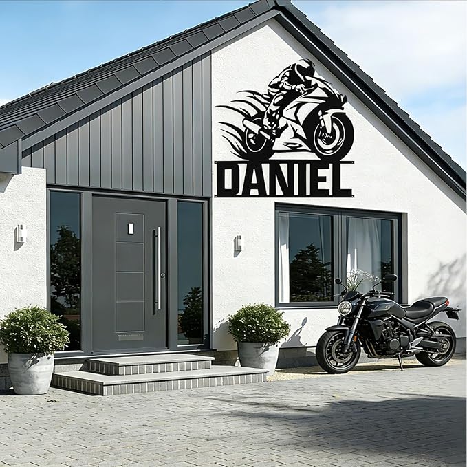 Custom Motorcycle Metal Signs Personalized Dirt Biker Name Sign Custom Garage Decor Motorbikes Wall Art Decor Motorcycle Sign Men Room Decorate Gifts for Men Husband Rider