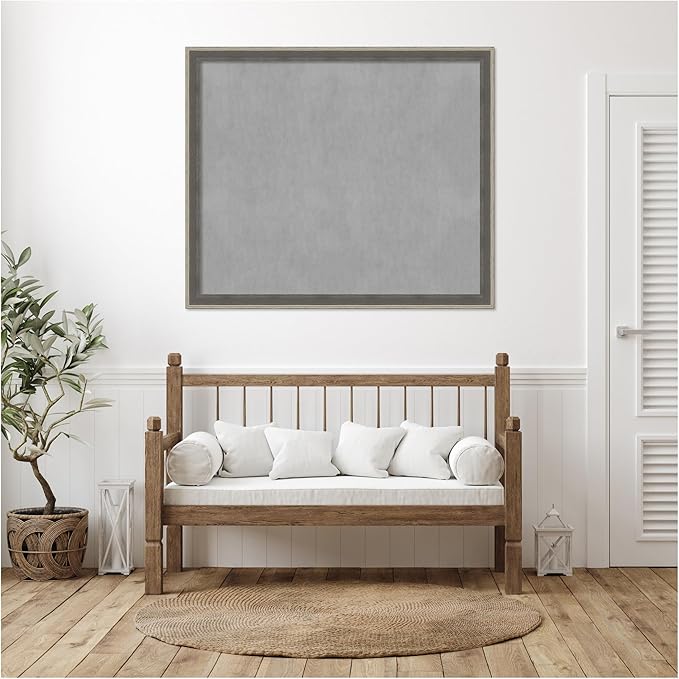 Amanti Art Grey Framed Magnetic Board 45x53 Oversize Vision Board for use with Magnets, 100% Metal Sheet to Display Items as Office Decor or for Home Organization in mudroom, Kitchen or Kids Room