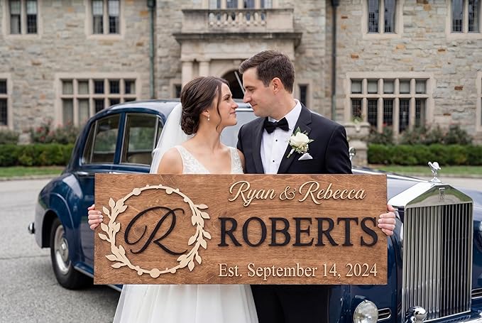 Custom Family Name Sign | Personalized Wooden Wedding Gift | Rustic Last Name Wood Plaque | Established Date Sign |Аnniversаrу (Smith Style)