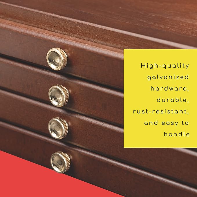 MEEDEN 4-Drawer Art Supply Storage Box - Large Capacity Multi-Function Beech-Wood Pencil Box with Drawer & Compartments for Organizing Pastels, Pencils, Pens, Markers, Brushes & Stamp, Walnut