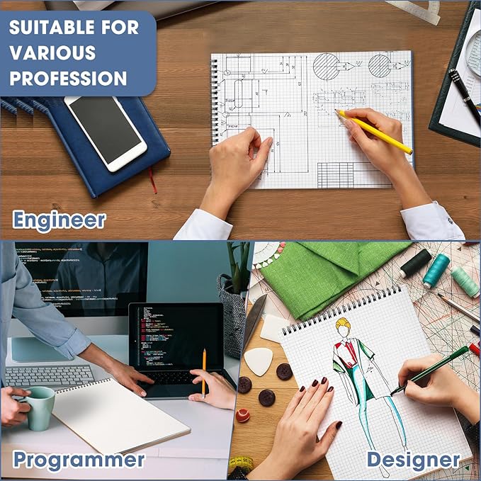 Engrowtic Top Spiral Graph Paper Notebooks 8.7 X11.4 Inch A4 Grid Paper Notepad 70 Sheet Memo Steno Pad for Engineering Writing Sketching Drawing School Office Supplies (Dark Blue,1 Pack)