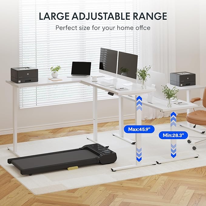 FLEXISPOT L Shaped Standing Desk, 63 x 47 Inch Electric Height Adjustable Corner Desk, Sit Stand Computer Workstation, Preset Controller, Home Office, White Frame with White Top, White Drawer
