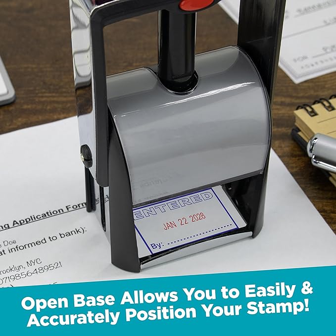 MaxMark Heavy Duty Self Inking Date Stamp with Phrase Received - Black Ink