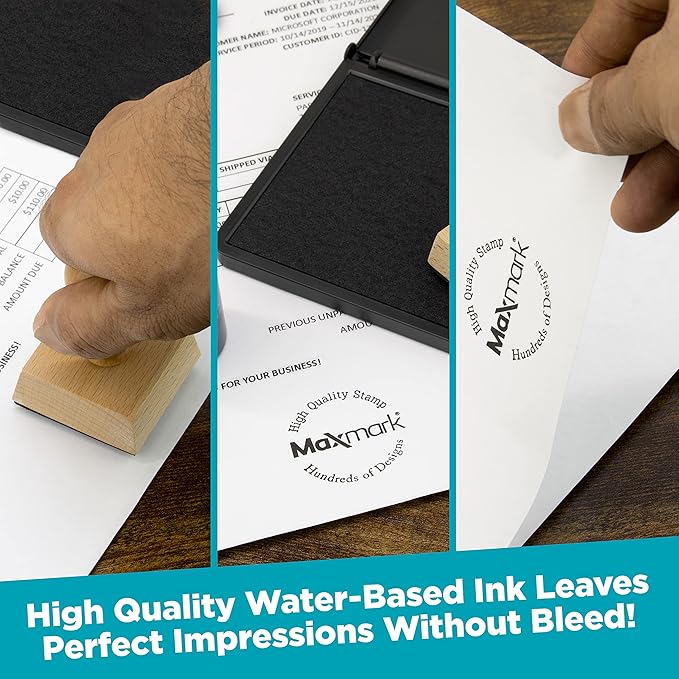 MaxMark Premium Refill Ink with Control Tip Bottle for Self-Inking Stamps, Black Color - 1 oz.