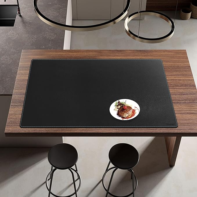 CENNBIE Leather Desk Pad, 51.2" x 31.4" Extra Large Leather Desk Mat Blotter Protector, Non-Slip Mouse Pad, Waterproof PU Leather Desk Mat on top of desks Large for Office and Home (Black)