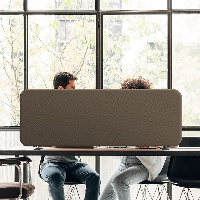 DECOLAB Desk Divider, Portable Privacy Tabletop Partition Panel for Office, Student, Counter Top, Testing, Freestanding, Anti Scratch, 48"x18", Taupe