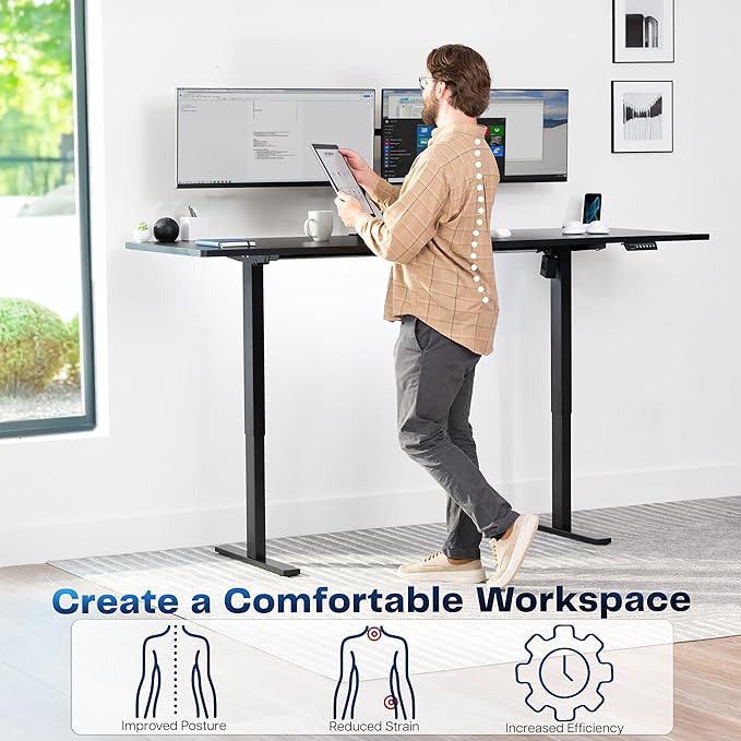 VIVO Large Electric 83 x 30 in Standing Desk, Memory Height Adjustment, 1B Series, Holds 220 lbs, Black Top Black Frame, DESK-KIT-1B8B