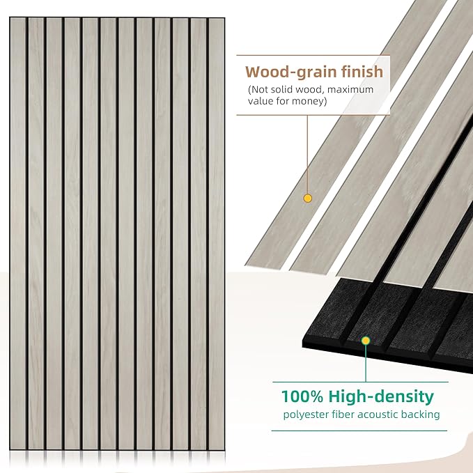 AUTORIFIC Wood Veneer Sound Panels, 10 Pack 47.2”x23.6” Wall Panels, Decorative Acoustic Panels for Walls, for Office,Home Theater,Studio,Living Room, Natural Oak(Mitred)
