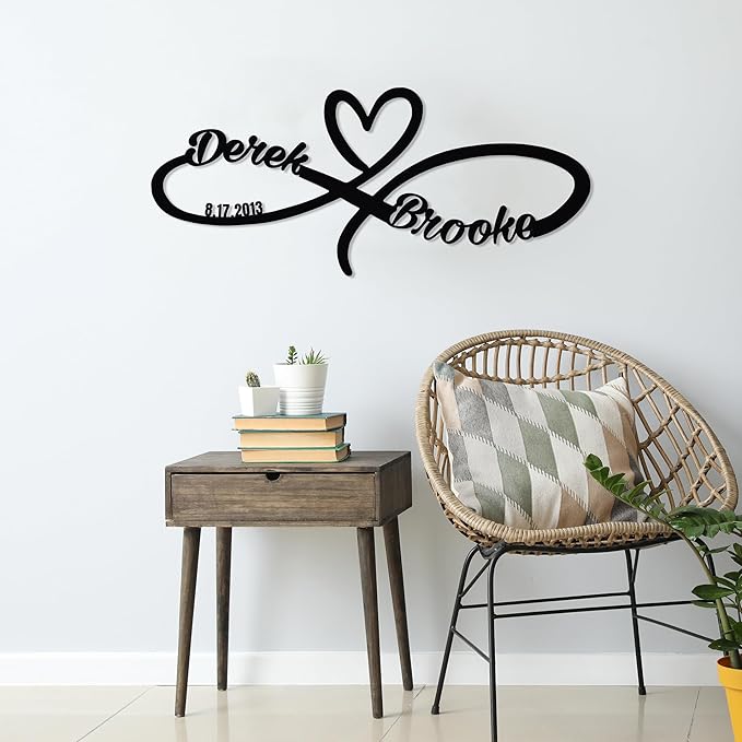 Personalized Valentines Metal Wall Sign, Custom Infinity Heart Love Couple Name Sign, Valentine's Wedding Gifts for Couples, Metal Engagement Sign, Home Decoration, Gift for Anniversary