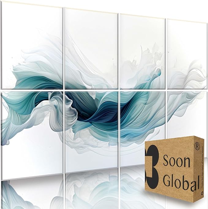 Soon Global 8-Pack Acoustical Wall Panels,48 X 32 Inches Sound Absorbing Panels, Decorative Acoustical Wall Panels, Acoustic Treatment for Recording Studio, Ethereal Illumination