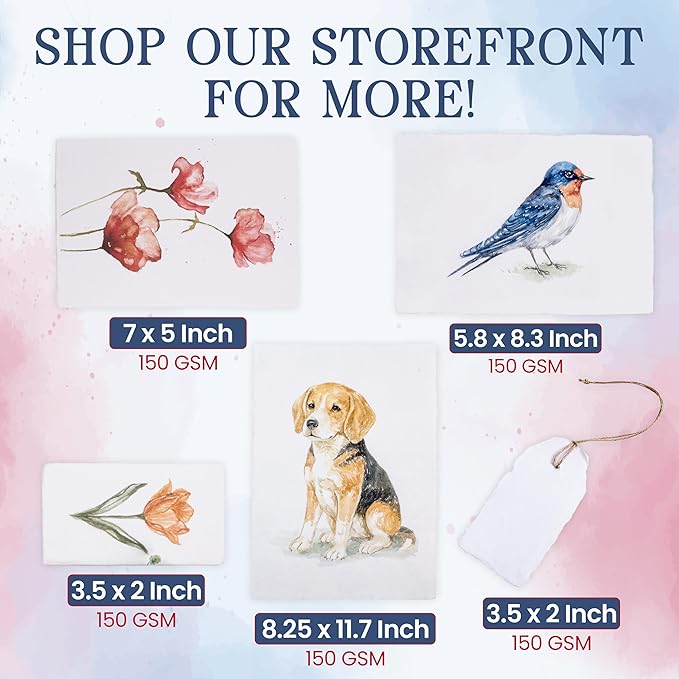 Wanderings Handmade Deckle Edge Tent Cards – Folded to 5" x 7" – 150 GSM - 25-Pack – Textured Cotton Paper – Ideal for Place Cards, Blank Name Cards, Table Settings, Gift Tags, Love Notes