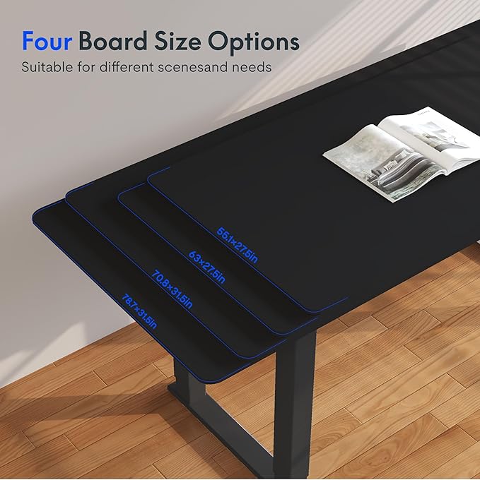 FLEXISPOT 4 Legs Standing Desk 63 x 28 Inch Electric Adjustable Height with Splice Board Home Office Sit Stand Up Desk, Black Top + Black Frame