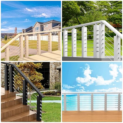 BLIKA 20 Pack Stainless Steel Protector Sleeves for 1/8" 5/32" or 3/16" Deck Cable Railing, for Wood/Composite Posts, T316 Marine Grade