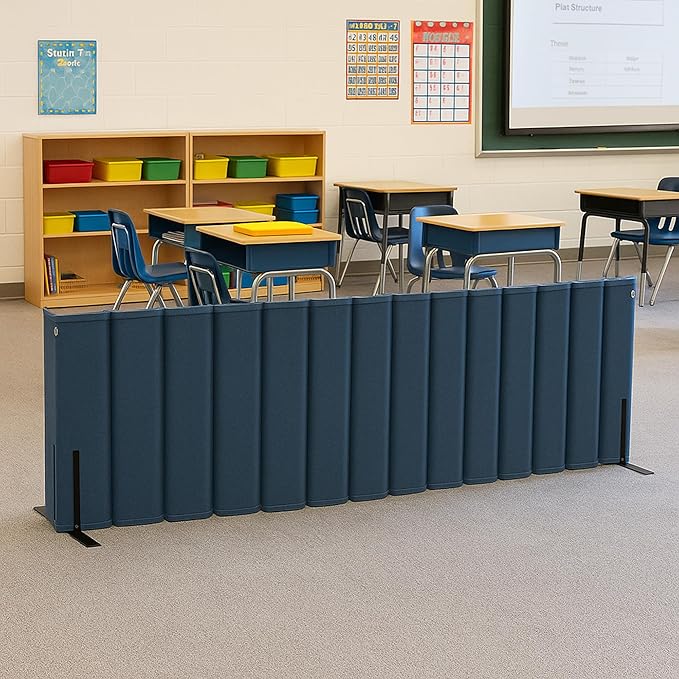 Versare VersiPanel Acoustical Partition Wall - Sound Panel Classroom Office Room Divider, Flexible Arrangement, Easy Roll-up Storage (Black, 8' Wide x 30" Tall)