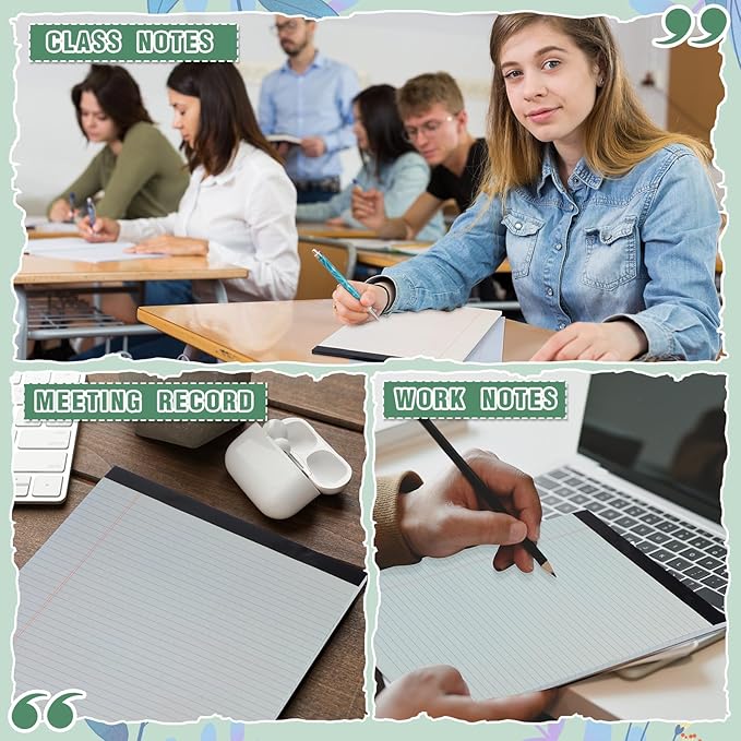 Fuutreo 8 Pcs 8.5'' x 11'' Colored Legal Pad Writing Pads Narrow Ruled 50 Sheets Per Notepad Perforated Writing Notepad Office Supplies for College Office Business (Aesthetic Color)