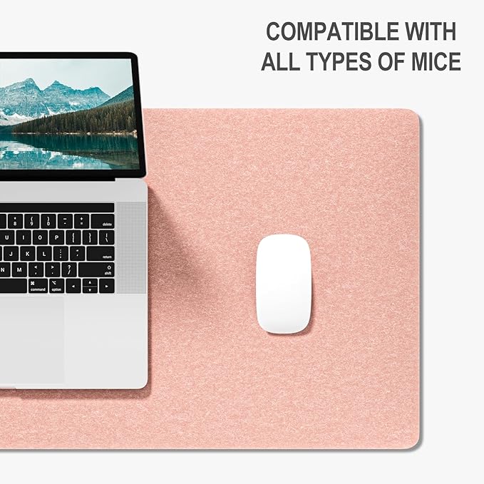 Auhoahsil Felt Desk Mat, Minimalist Large Mouse Pad XXL 35.5 x 15.7 in, Desk Matt for Desktop, Keyboard, Laptop, Computer, Office, Work from Home, Gaming, Light Pink