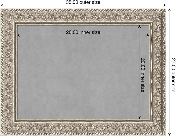 Amanti Art Silver Framed Magnetic Board 27x35 Medium Vision Board for use with Magnets, 100% Metal Sheet to Display Items as Office Decor or for Home Organization in mudroom, Kitchen or Kids Room