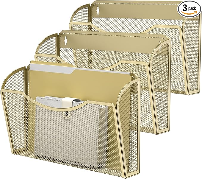 MINDEPOT Wall File Organizer,Hanging Wall Mounted File Folder Binder Holder Mail Organizer for Office,Home and School Supplies