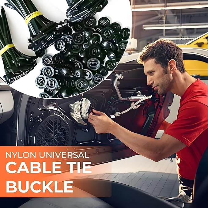200 Pcs Nylon Universal Cable Tie Buckle with PP Storage Box - Multifunctional Zip Ties with Pin & Button, UV Resistant Fasteners for Car Repair, Bumper & Fender Clips (200PCS)