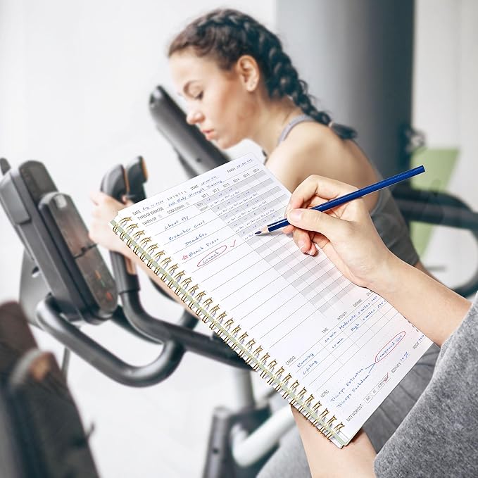 Fitness Journal Workout Planner for Women & Men, A5 (6.4" x 8.3") Workout Journal Log Book Planner Gift for Track Gym Essentials, Home Workouts, Track Progress, Achieve Wellness Goals, Green