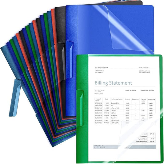 Maitys 25 Pack Durable Clear Report Covers with Rotary Clip 11 x 9 in Letter Size Presentation Folders Transparent Front Cover Portfolio Folder Resume Folder Interview Report Folders (Multicolor)