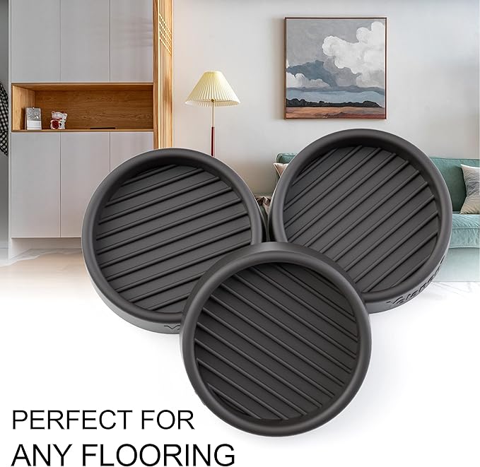 Yelanon Furniture Coasters - 8 Pcs 2”Round Furniture Caster Cups - Non Slip Pads Hardwood Floors Non Skid Grippers Rubber Furniture Feet - Anti Slide Floor Protector for Bed Couch Stoppers Black