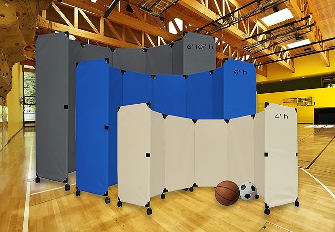 Versare MP10H Portable Folding Wall Partition | Economical 5 Panel Design | Portable Room Divider On Wheels | Adjustable, Freestanding Setup | Multiple Widths
