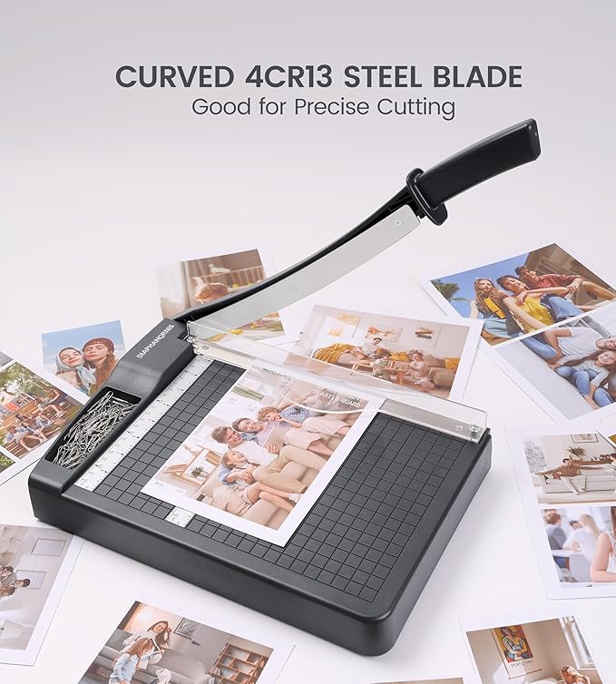 Paper Cutter,Paper Trimmer12" Cutting Length Heavy Duty Guillotine Paper Slicer with Safety Guard and Blade Lock,12 Sheets Capacity,Ideal for Offices,Homes,Printing Shops,Photo Studios