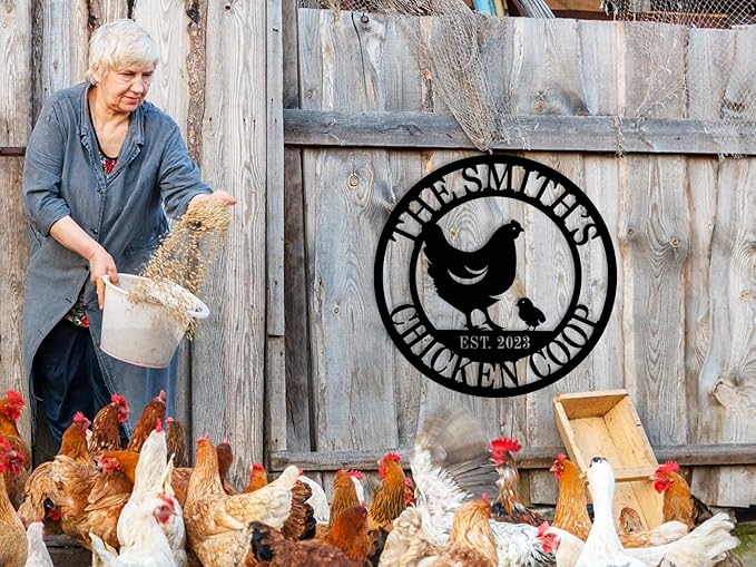 Personalized Metal Coop Sign, Custom Chicken Name Sign,Chicken Coop Decor,Chicken Coop Accessories, Personalized Chicken Coop Farm Sign,Funny Signs for Chicken Coops