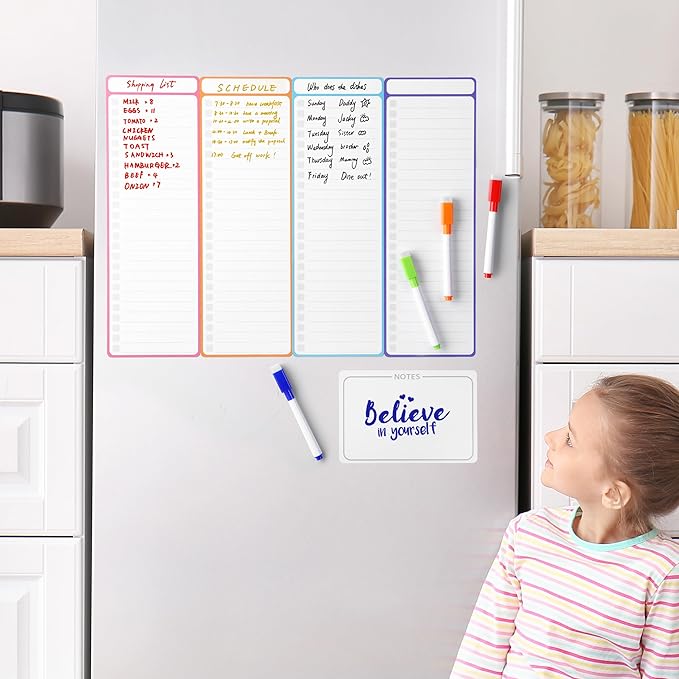 Mr. Pen- 4" x 12" Magnetic Dry Erase to Do List, 11 pcs, Neon Style, 4X Dry Erase to Do List White Board, 6X Colorful Whiteboard Markers and 6" x 4" Magnetic Whiteboard Note
