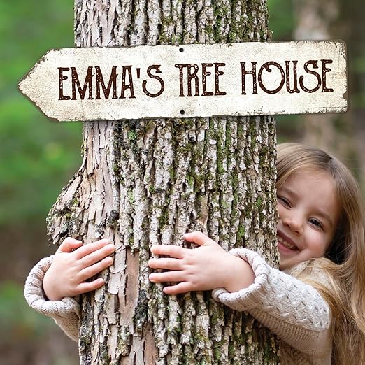 Rustic Custom Sign, Personalized Left Directional Metal Composite Street Sign for Indoor and Outdoor Use 4x18 Inches, ACM Made in The USA