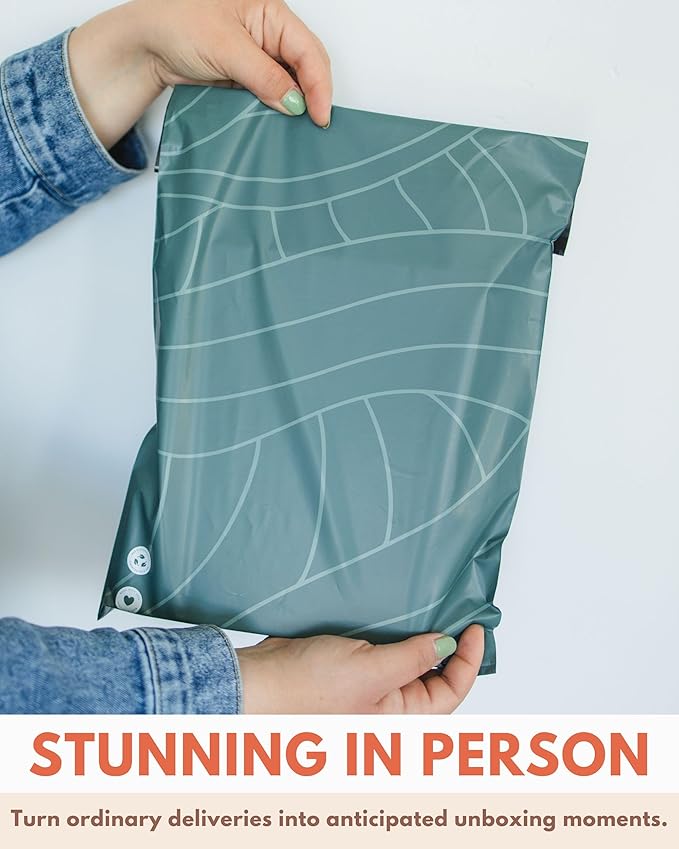 Poly Mailers 14.5 x 19 Inch - 100 pack Biodegradable Shipping Bags for Clothes and Large Items - Impack Self-Seal Waterproof Thick Mailing Envelope for Accessories & Clothing - Olive Leaf