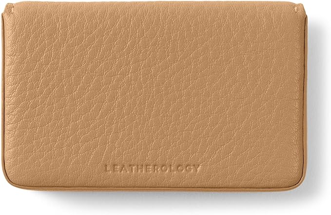 Leatherology Camel Full Grain Leather Business Card Case – Slim Professional Card Holder with Magnetic Closure | Fits 20 Business or 9 Credit Cards