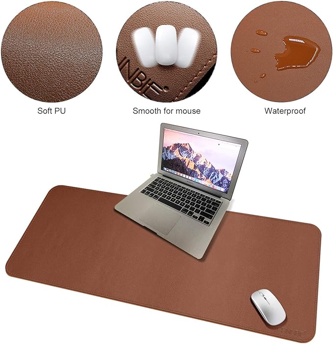 CENNBIE Leather Desk Mat 39.3"x19.6", Extra Large Desk pad,Large Office Writing Desk Computer Leather Mat Mousepad,Waterproof (Brown)