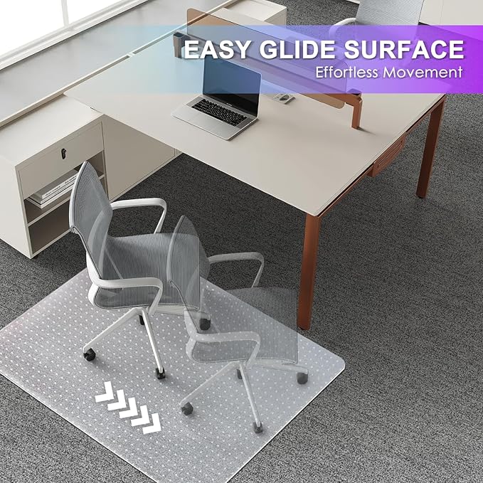 Vicwe Office Chair Mat for Carpet, 2 Pack, 32'' x 55'' Computer Desk Chair Mat for Carpeted Floors, Easy Rolling Hard Mats for Office Chair on Carpets, Anti-Slip Carpet Protector Mat Clear,Ship Flat