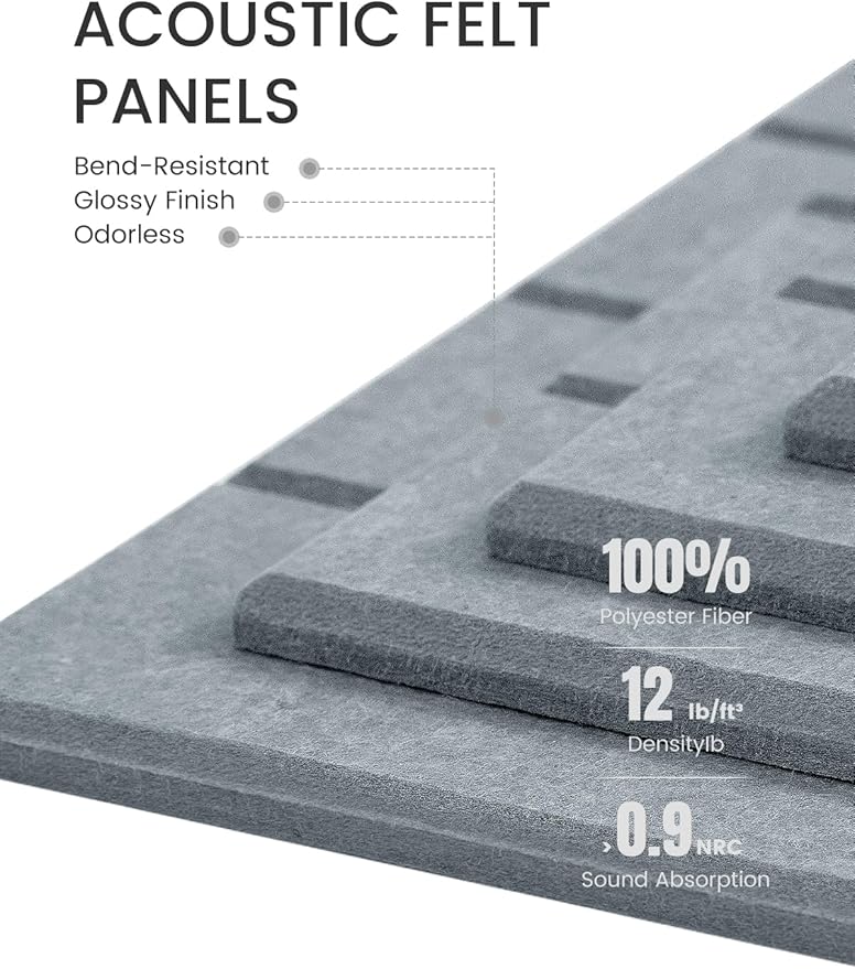 Large Felt Bulletin Board 48" x 36" Cork Board Alternative-12 Pack with 70 Safe Removable Adhesive Tabs, Cork Boards for Walls Cork Board for Home Office Classroom Pin Board-Blue Gray