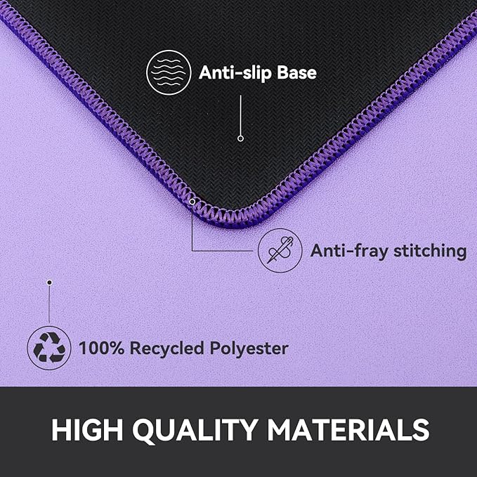 Reniteco Waterproof Large Gaming Mouse Pad with Durable Stitched Edges, Non-Slip Rubber Base, Grainy Jacquard Mouse Mat Desk Pad for Home Office Gaming, 31.5''x11.8''x0.12'', Purple