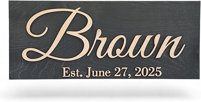 Custom Family Name Sign | Personalized Wooden Wedding Gift | Rustic Last Name Wood Plaque | Established Date Sign |Аnniversаrу (Brown Style)