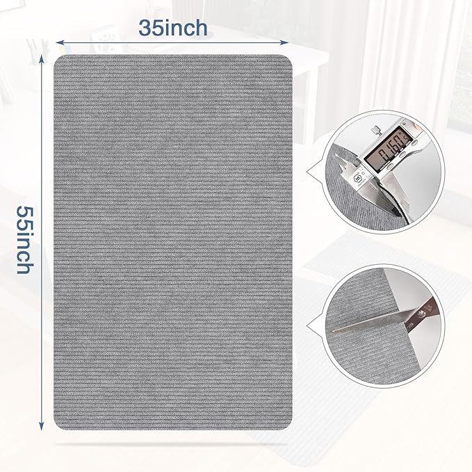 2 Pack Office Chair Mat for Hardwood Floor, 55"x35" Computer Chair Floor Mat, Desk Chair Mat, Large Rubber Anti-Slip Floor Protector for Home Office Light Grey (Folding Packaging)